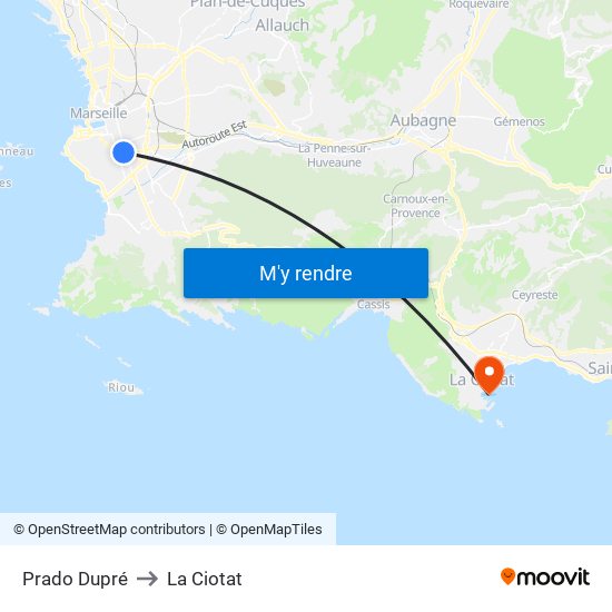 Prado Dupré to La Ciotat map