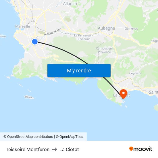 Teisseire Montfuron to La Ciotat map