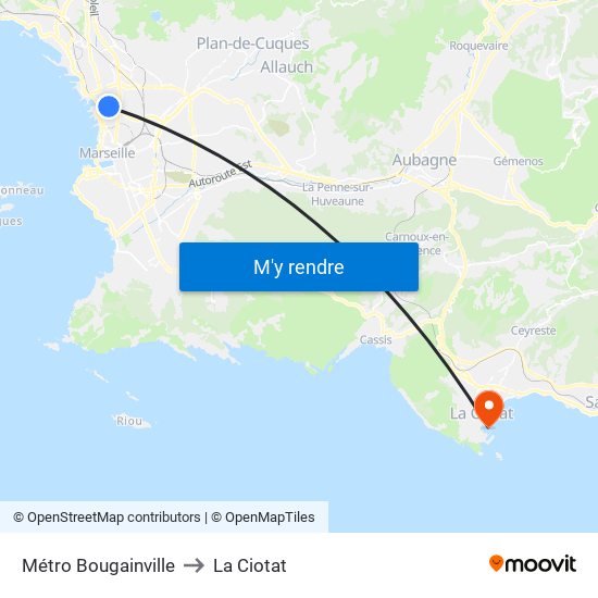 Métro Bougainville to La Ciotat map