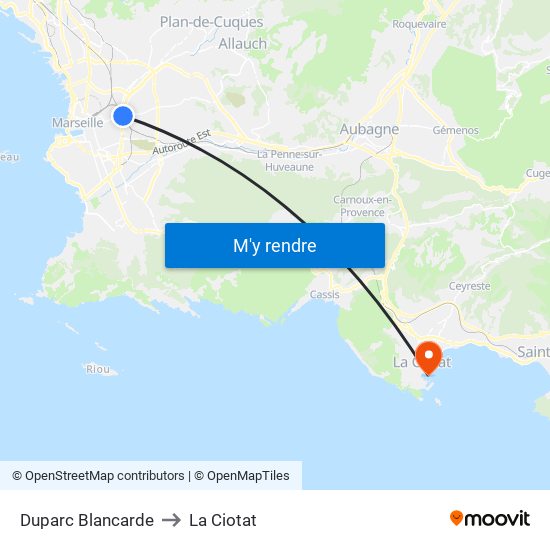 Duparc Blancarde to La Ciotat map