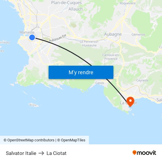 Salvator Italie to La Ciotat map