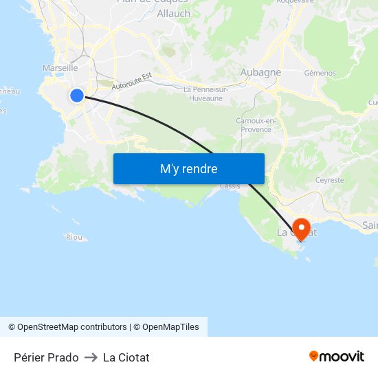 Périer Prado to La Ciotat map