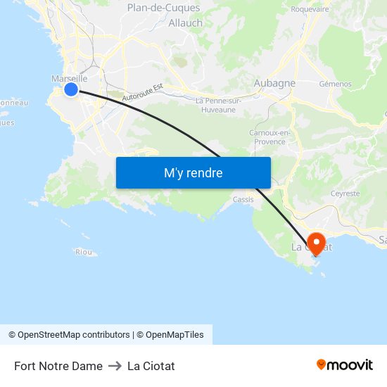 Fort Notre Dame to La Ciotat map