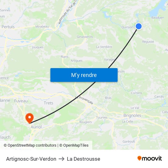 Artignosc-Sur-Verdon to La Destrousse map