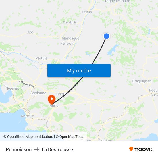 Puimoisson to La Destrousse map