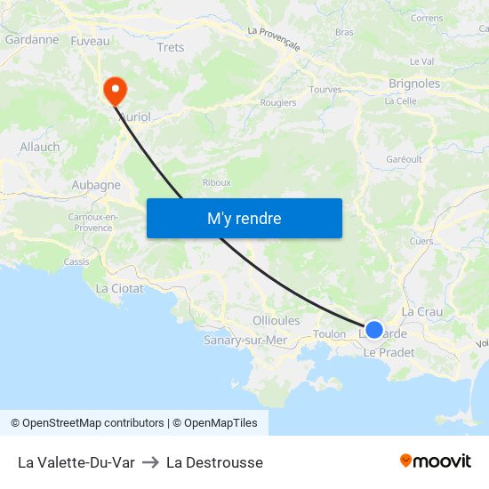 La Valette-Du-Var to La Destrousse map