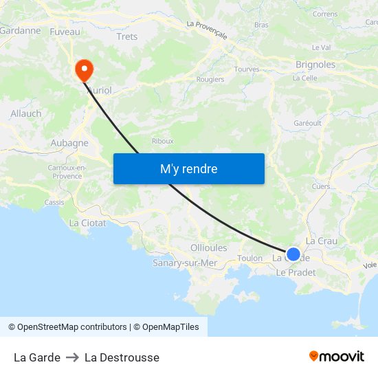La Garde to La Destrousse map