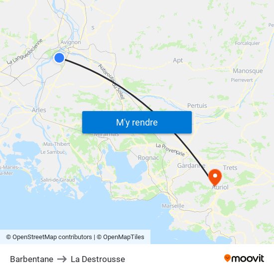 Barbentane to La Destrousse map