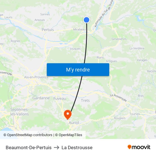 Beaumont-De-Pertuis to La Destrousse map