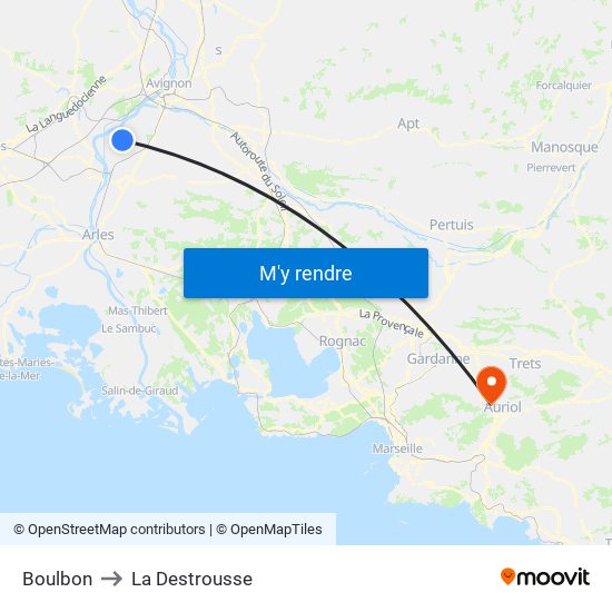 Boulbon to La Destrousse map
