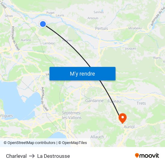 Charleval to La Destrousse map