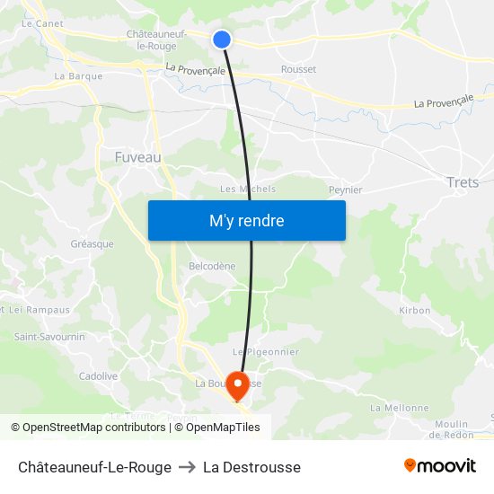 Châteauneuf-Le-Rouge to La Destrousse map