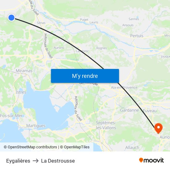 Eygalières to La Destrousse map