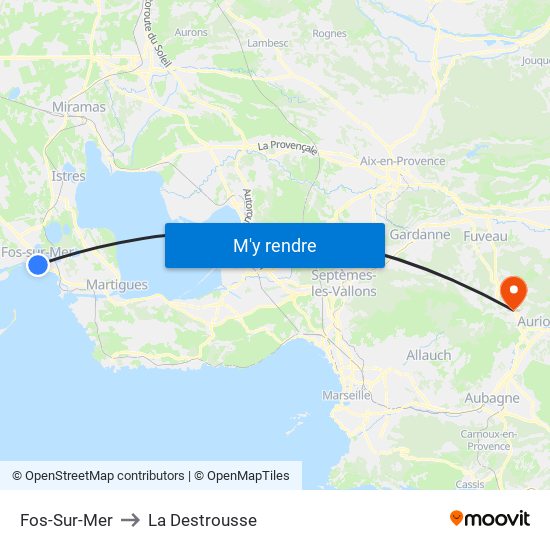 Fos-Sur-Mer to La Destrousse map