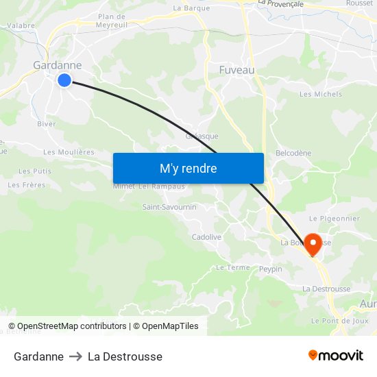 Gardanne to La Destrousse map