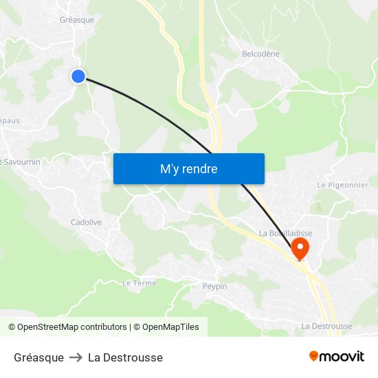 Gréasque to La Destrousse map