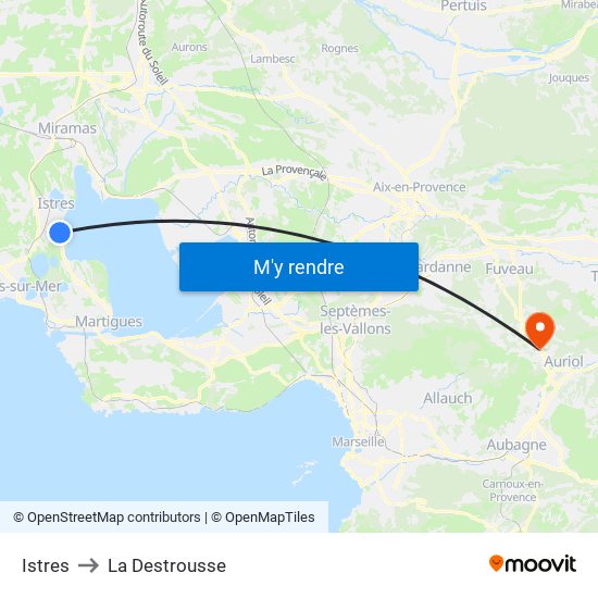 Istres to La Destrousse map