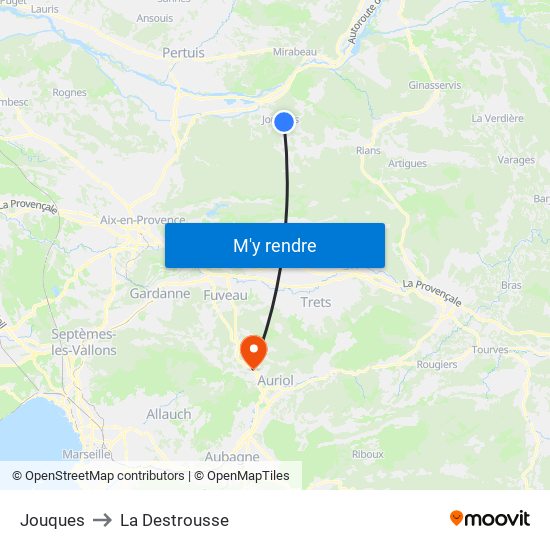 Jouques to La Destrousse map