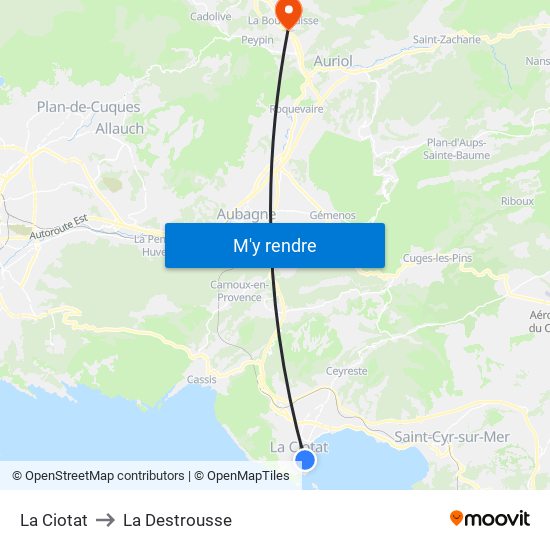 La Ciotat to La Destrousse map