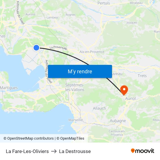 La Fare-Les-Oliviers to La Destrousse map