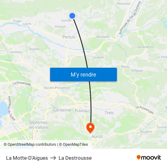 La Motte-D'Aigues to La Destrousse map