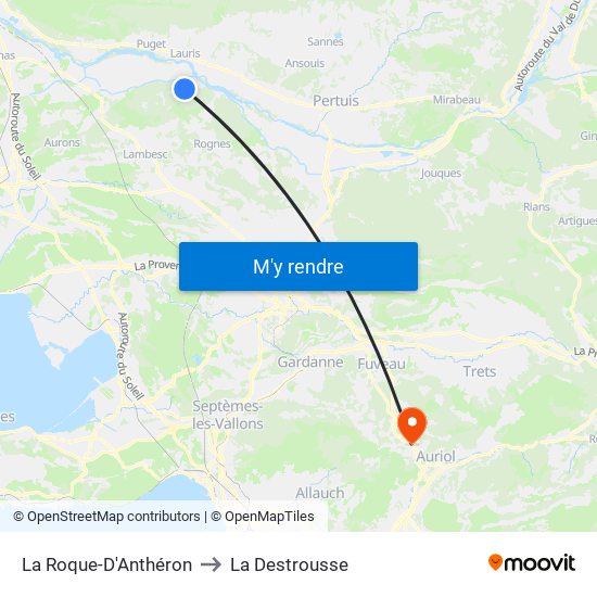 La Roque-D'Anthéron to La Destrousse map