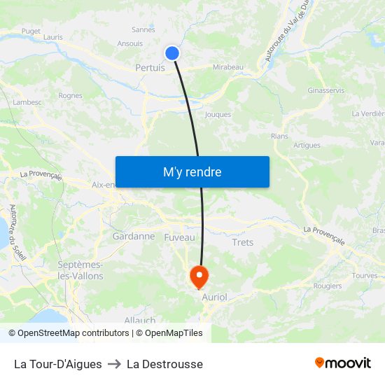 La Tour-D'Aigues to La Destrousse map