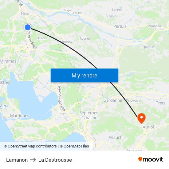 Lamanon to La Destrousse map