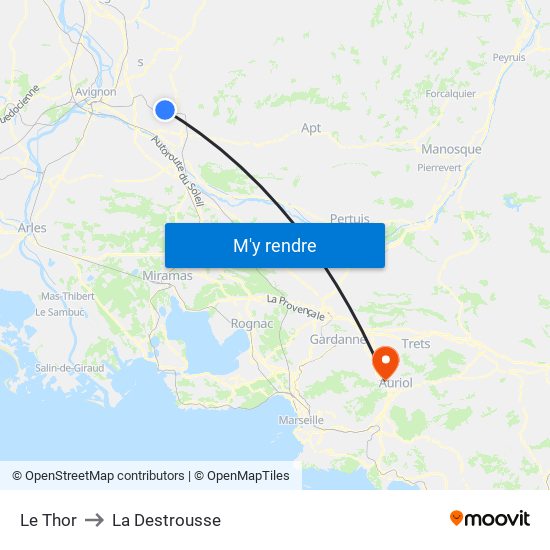 Le Thor to La Destrousse map