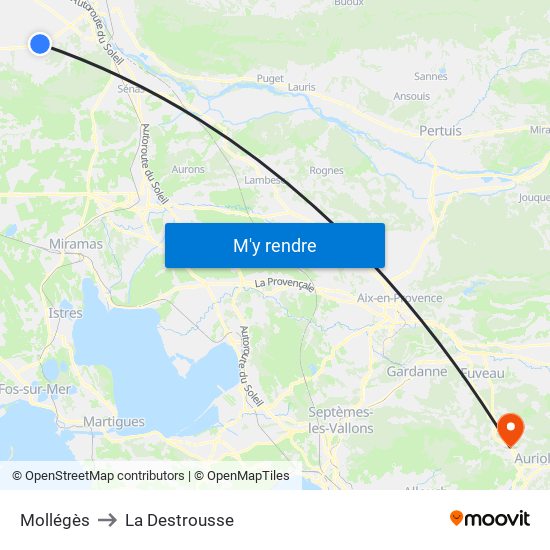 Mollégès to La Destrousse map