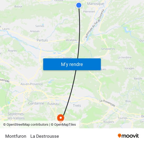Montfuron to La Destrousse map