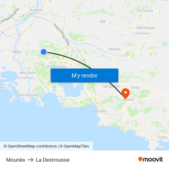 Mouriès to La Destrousse map