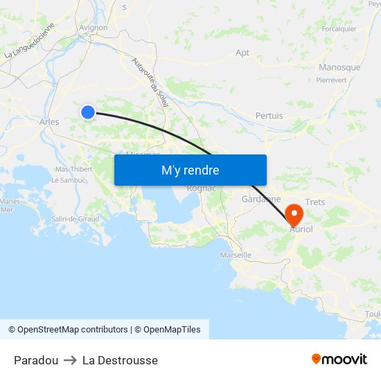 Paradou to La Destrousse map