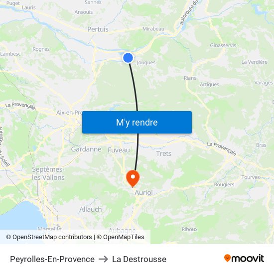 Peyrolles-En-Provence to La Destrousse map