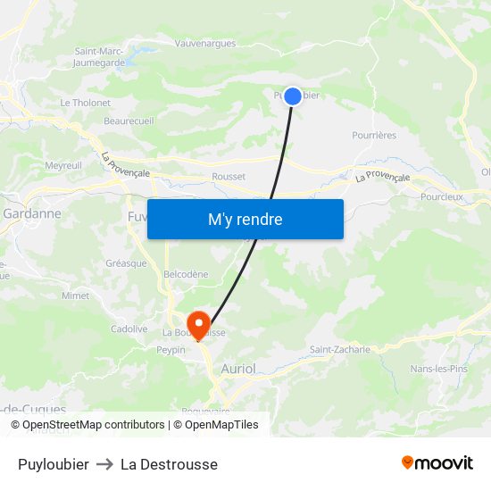 Puyloubier to La Destrousse map