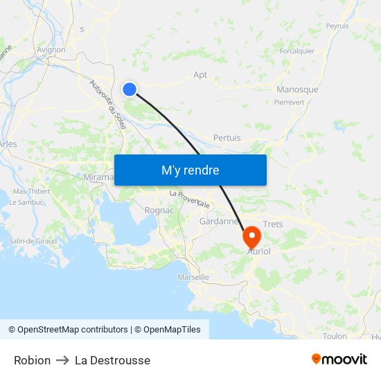 Robion to La Destrousse map