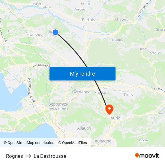 Rognes to La Destrousse map