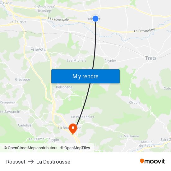 Rousset to La Destrousse map