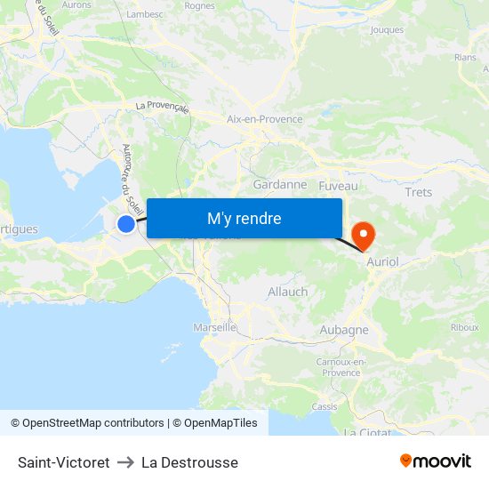 Saint-Victoret to La Destrousse map