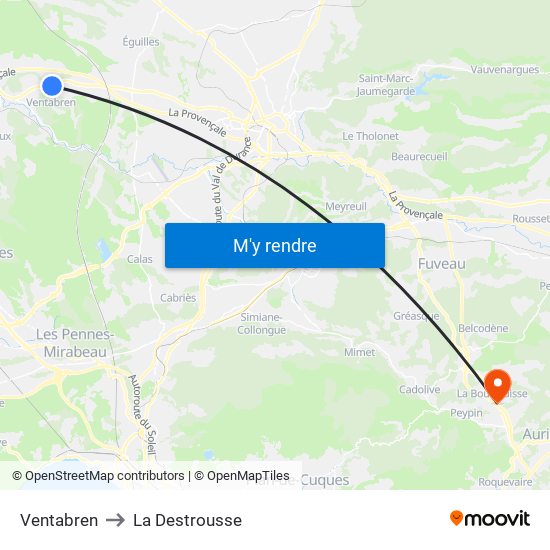 Ventabren to La Destrousse map