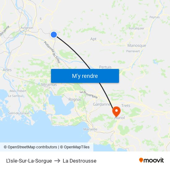 L'Isle-Sur-La-Sorgue to La Destrousse map