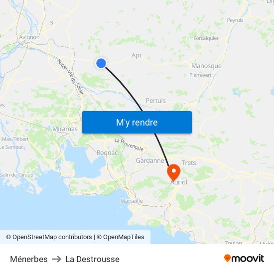 Ménerbes to La Destrousse map