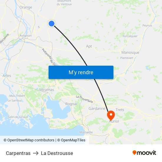 Carpentras to La Destrousse map