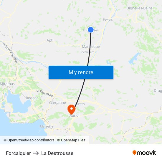 Forcalquier to La Destrousse map