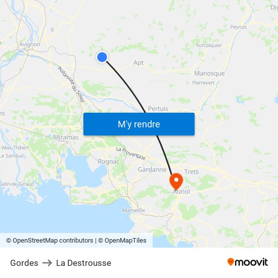 Gordes to La Destrousse map