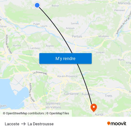 Lacoste to La Destrousse map