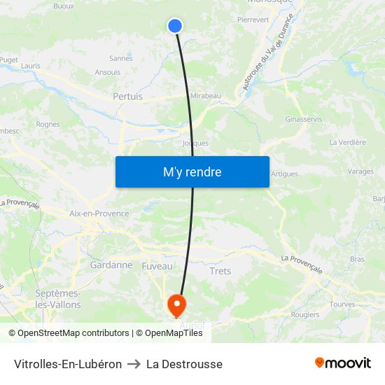 Vitrolles-En-Lubéron to La Destrousse map