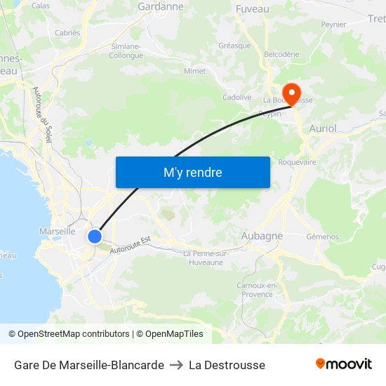 Gare De Marseille-Blancarde to La Destrousse map