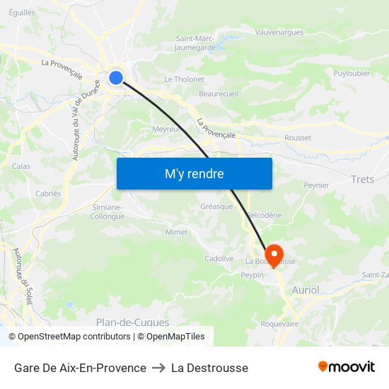 Gare De Aix-En-Provence to La Destrousse map