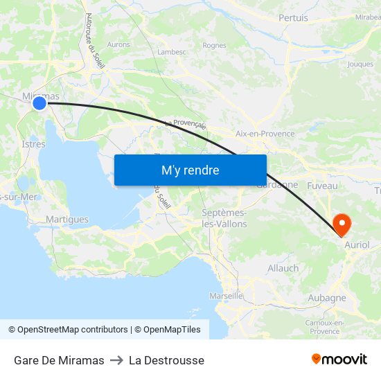 Gare De Miramas to La Destrousse map